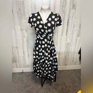 Perceptions Black and white dress polkadot size 6P